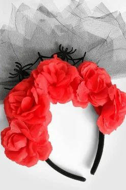 Hair Accessories*boohoo Halloween Rose & Spider Headband black