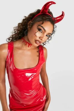 Hair Accessories*boohoo Halloween Vinyl Devil Horns red