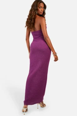 Jumper Dresses|Jumper Dresses*boohoo Halterneck Crochet Maxi Dress purple