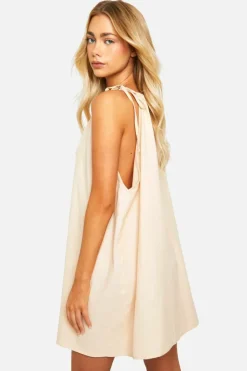 Smock Dresses*boohoo Halterneck Smock Mini Dress stone