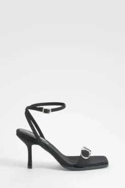 Heels*boohoo Hammered Buckle 2 Part Heels black