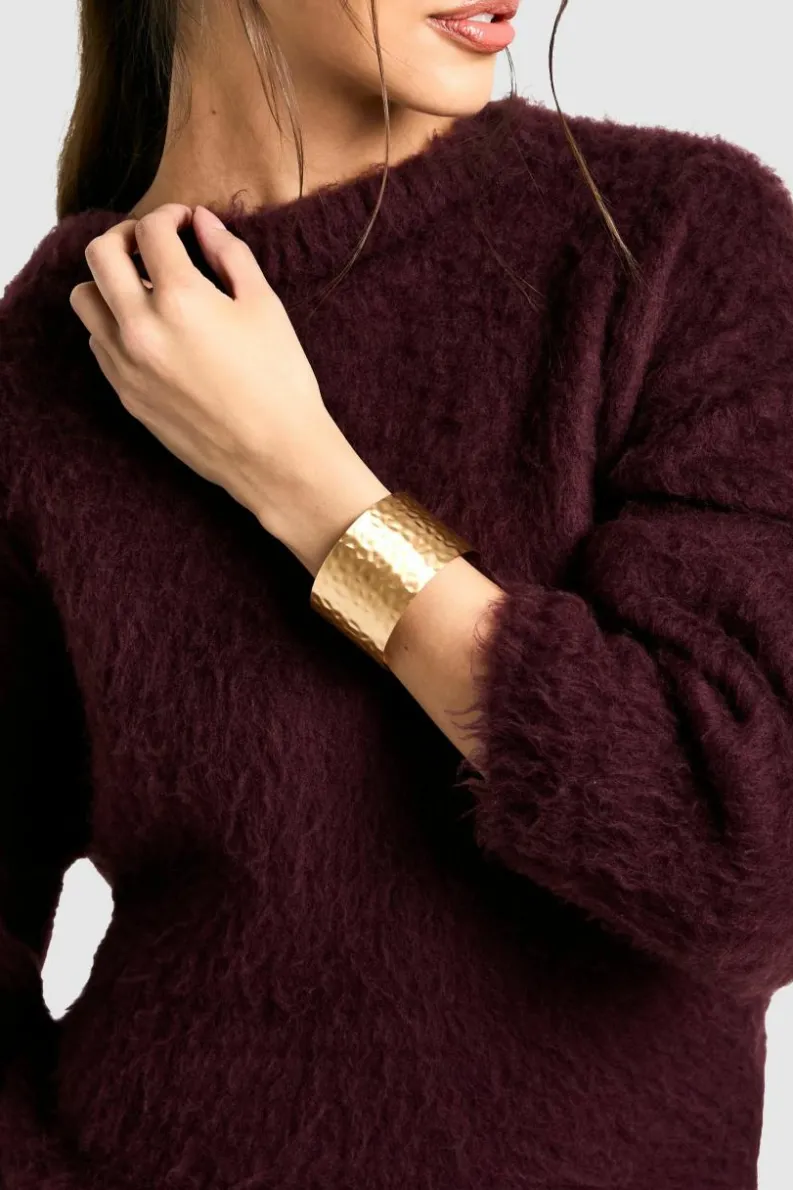 Bracelets*boohoo Hammered Cuff Bangle gold