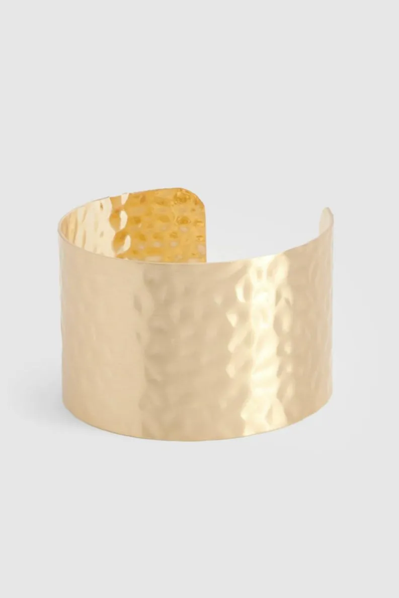 Bracelets*boohoo Hammered Cuff Bangle gold