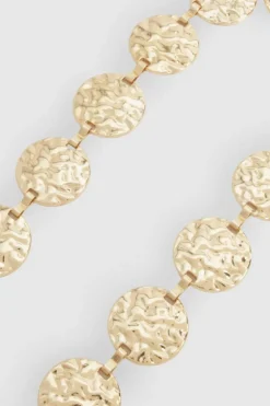 Belts*boohoo Hammered Metal Disc Belt gold