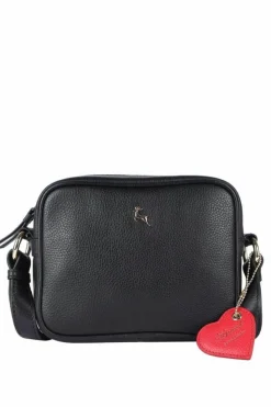 Handbags*Ashwood Leather Haute' Zip Top Real Leather Cross Body Bag Black