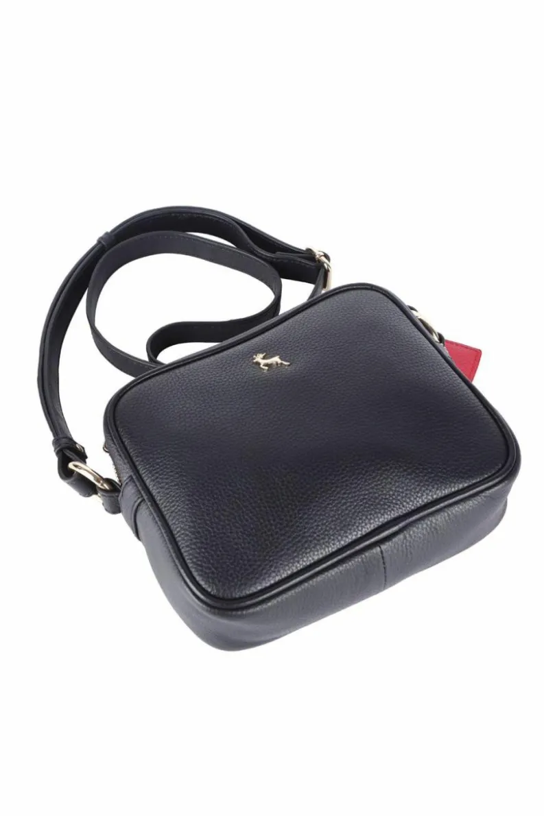 Handbags*Ashwood Leather Haute' Zip Top Real Leather Cross Body Bag Black