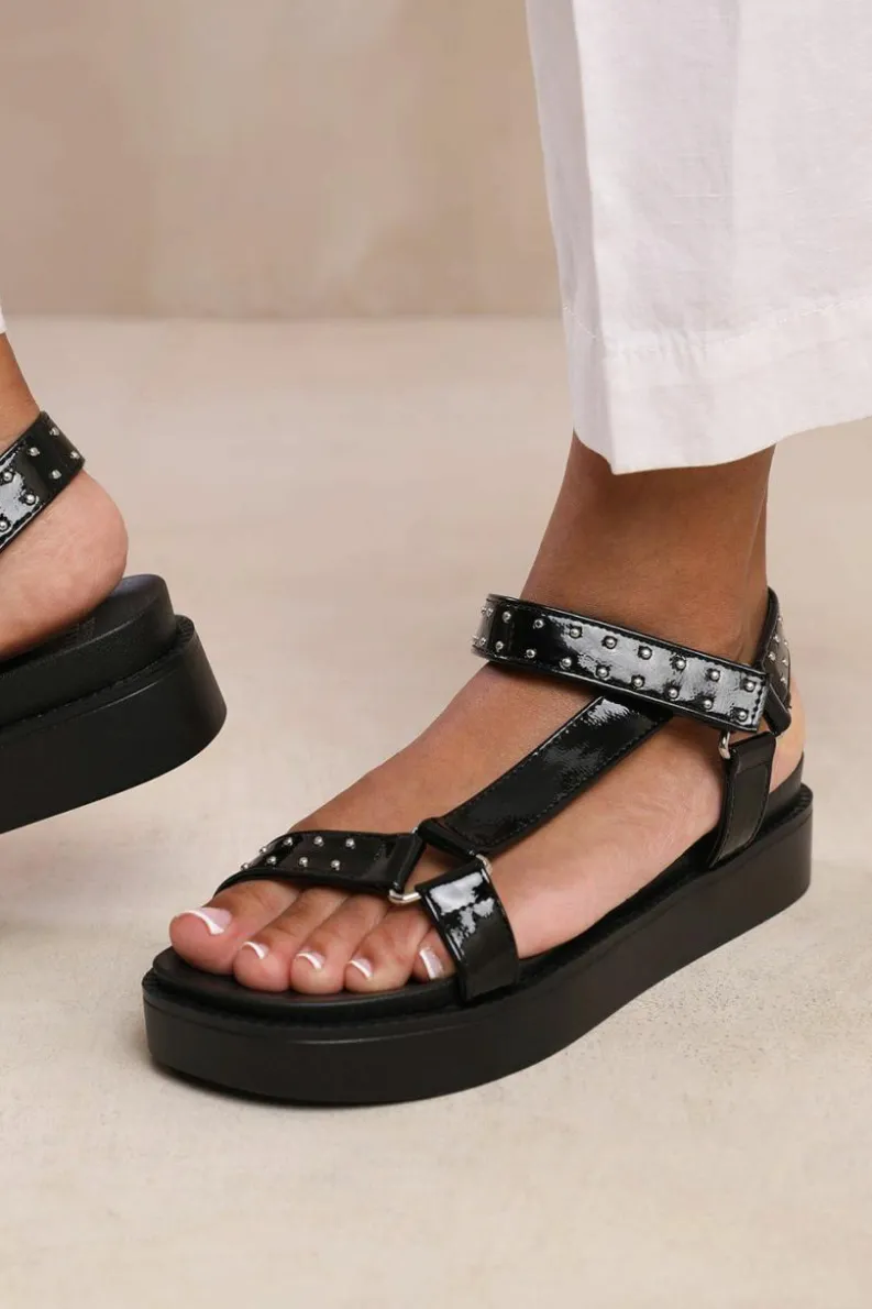 Sandals*Where's That From Hawaii' Multi Strap Sandal With Stud Detail Black
