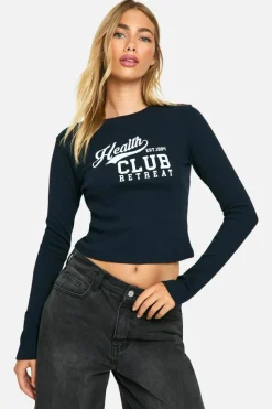 Long Sleeve Tops*boohoo Health Club Retreat Long Sleeve Top navy
