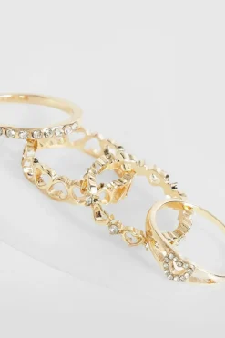 Rings*boohoo Heart Detail Multi Ring Pack gold