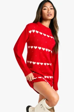 Jumper Dresses|Jumper Dresses*boohoo Hearts Jumper Dress red