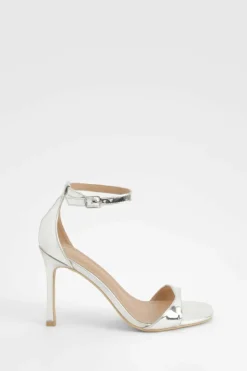 Heels*boohoo High 2 Part Barely There Heels silver