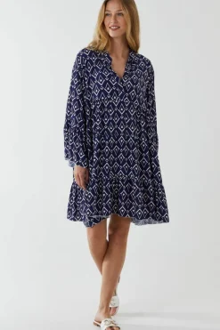 Smock Dresses*Blue Vanilla High Low Smock Dress Dark Blue