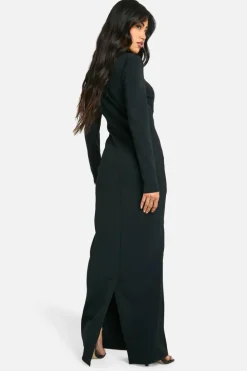 Maxi Dresses|Long Sleeve Dresses*boohoo High Neck Bandage Mesh Insert Maxi Dress black