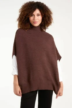 Oversized Jumpers*Blue Vanilla High Neck Oversized Ribbed Tabard Jumper Brown