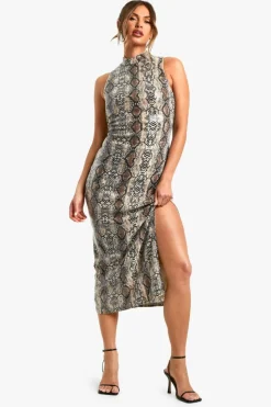 Maxi Dresses|Dresses*boohoo High Neck Snake Sequin Maxi Dress cream