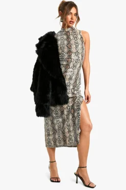 Maxi Dresses|Dresses*boohoo High Neck Snake Sequin Maxi Dress cream