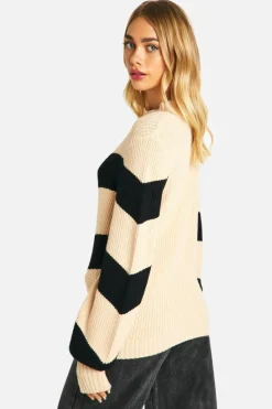 Oversized Jumpers|Jumpers*boohoo High Neck Stripe Jumper black