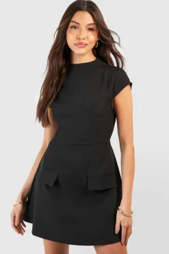 Mini Dresses|Suits & Tailoring*boohoo High Neck Structured Tailored Mini Dress black
