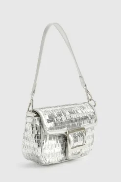 Shoulder Bags|Handbags*boohoo High Shine Sequin Buckle Shoulder Bag silver