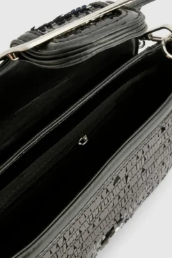 Shoulder Bags|Handbags*boohoo High Shine Sequin Buckle Shoulder Bag black