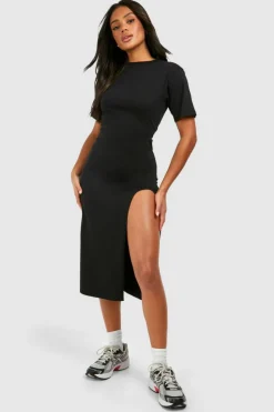 T-Shirt Dresses|Shirt Dresses*boohoo High Split Midaxi T-shirt Dress black