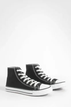 Trainers*boohoo High Top Lace Up Trainers black
