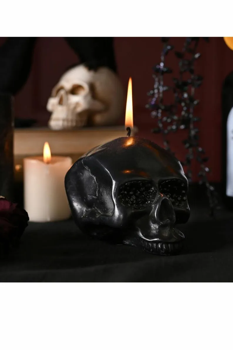 Candles & Diffusers|Candles*The Novelties Company Hocus Pocus Novelties Medium Skull Candle Black