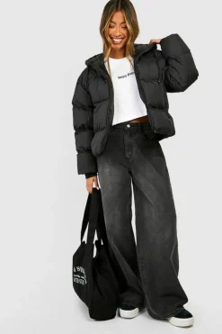 Up To 80% Off Winter Warmers|Puffer Jackets*boohoo Hooded Padded Puffer Jacket black