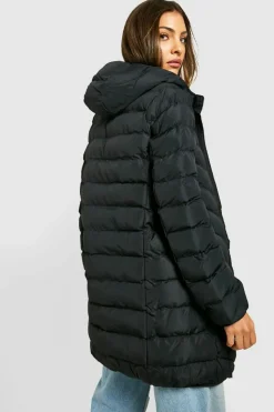 Up To 80% Off Winter Warmers|Puffer Jackets*boohoo Hooded Puffer Jacket black