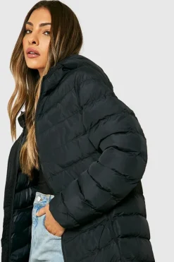 Up To 80% Off Winter Warmers|Puffer Jackets*boohoo Hooded Puffer Jacket black