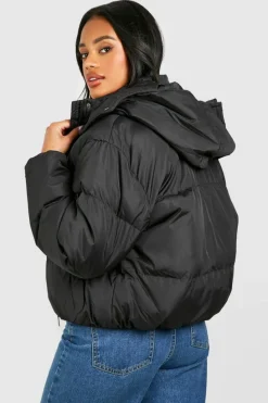 Up To 80% Off Winter Warmers|Puffer Jackets*boohoo Hooded Puffer Jacket black