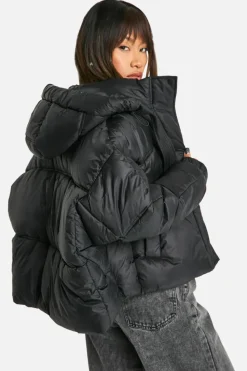Up To 80% Off Winter Warmers|Puffer Jackets*boohoo Hooded Puffer Jacket black