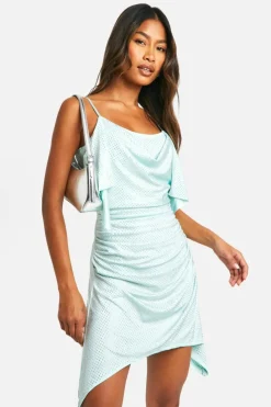 Cami Dresses|Mini Dresses*boohoo Hot Fix Draped Mini Dress blue
