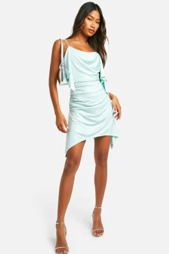 Cami Dresses|Mini Dresses*boohoo Hot Fix Draped Mini Dress blue
