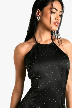 Maxi Dresses|Dresses*boohoo Hot Fix Satin Halterneck Maxi Dress black