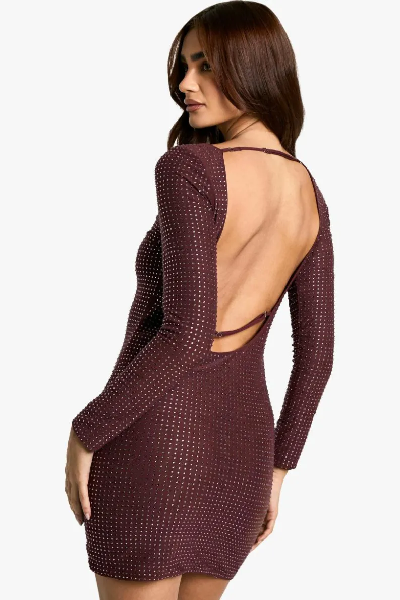 Cami Dresses|Bodycon Dresses*boohoo Hot Fix Scoop Back Mini Dress mauve