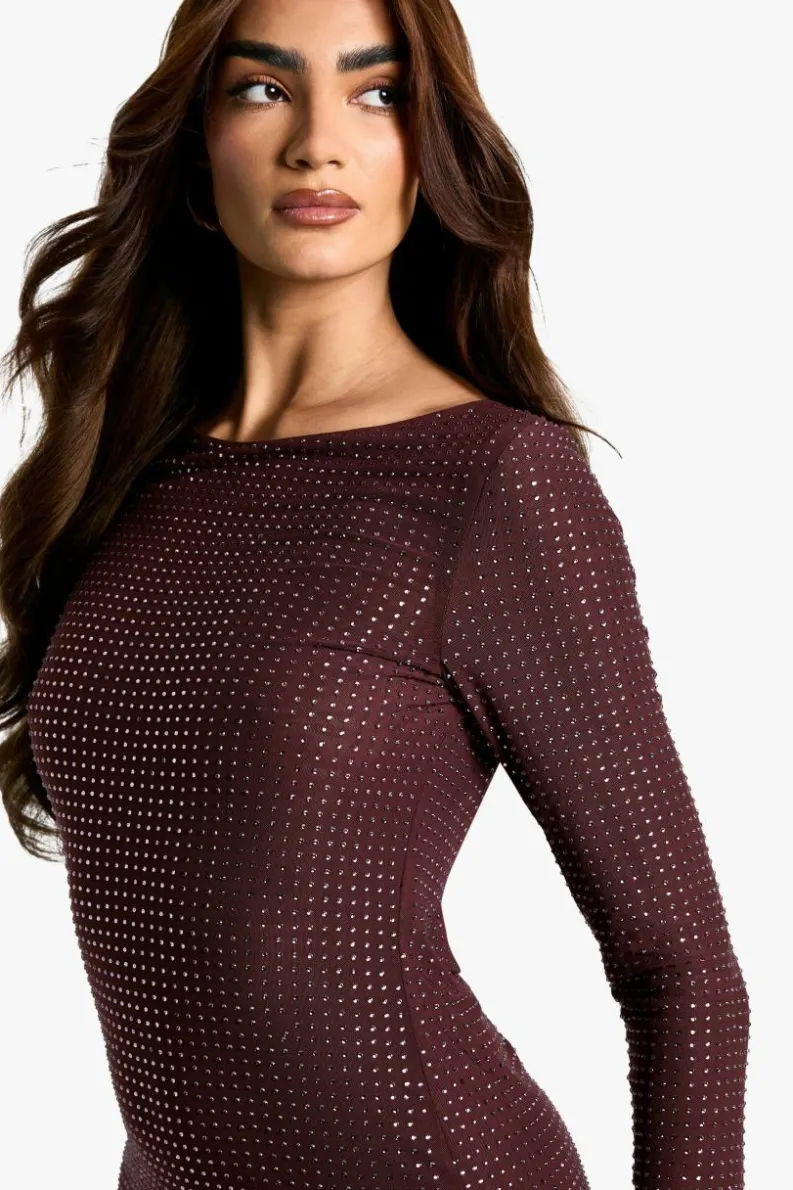 Cami Dresses|Bodycon Dresses*boohoo Hot Fix Scoop Back Mini Dress mauve