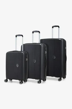 Handbags*Rock Hudson 8 Wheel Hardshell Suitcase 3pc Set Black