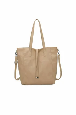 Shoulder Bags|Handbags*Kitise 2IN1 Drawstring Style Faux Leather Tote Shoulder Bag with Pouch Handbag Beige