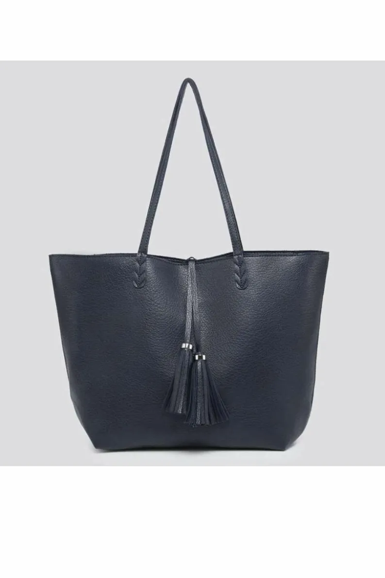 Handbags|Tote Bags*Kitise 2IN1 Large Tassle Tie Closure Tote bag with Small Pouch Navy