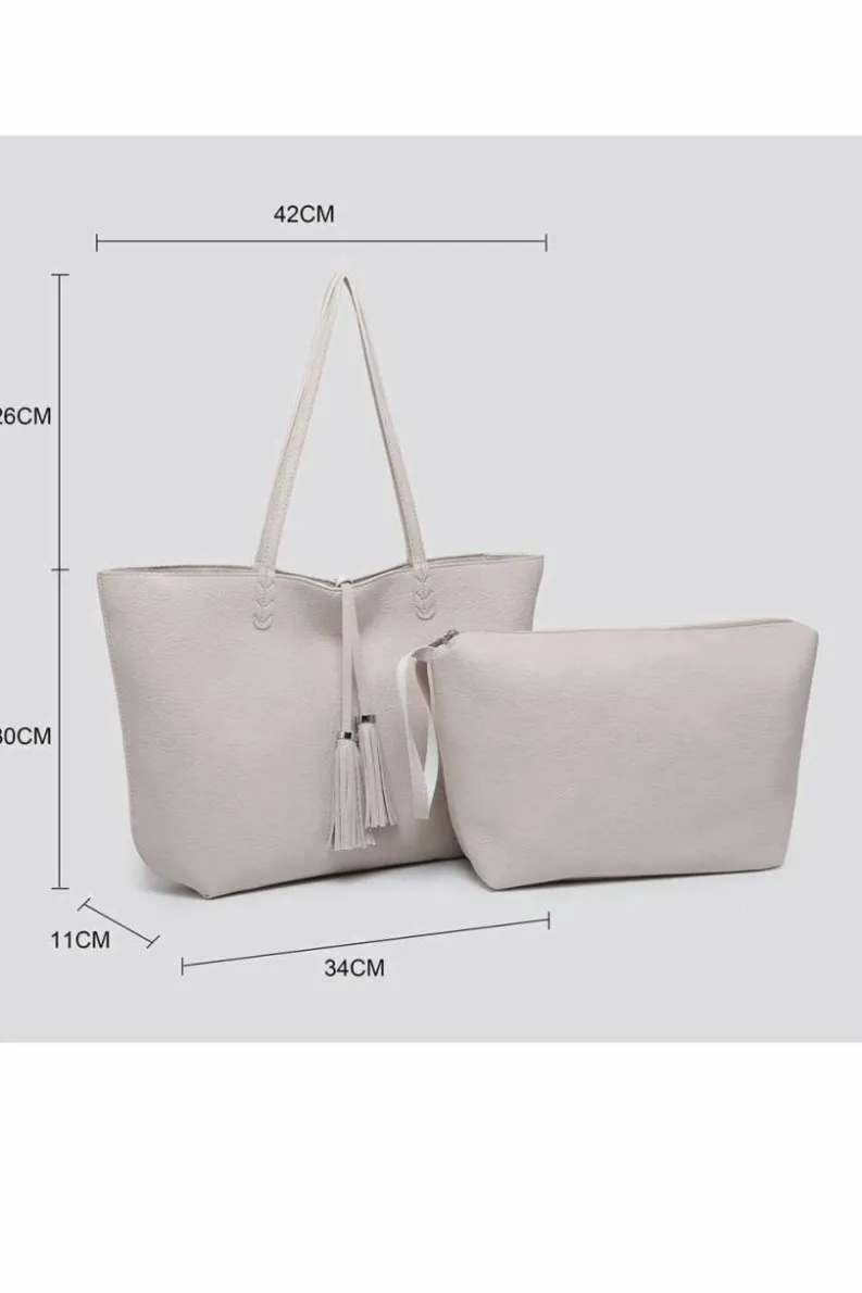 Handbags|Tote Bags*Kitise 2IN1 Large Tassle Tie Closure Tote bag with Small Pouch Navy