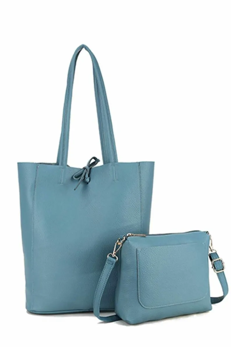 Tote Bags*Kitise 2in1 Set Large Slouch Tie Closure Tote Bag with Purse Bag Beige