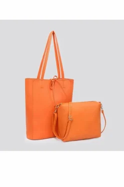 Handbags|Tote Bags*Kitise 2in1 Set Large Tie Closure Tote Shoulder Bag with Crossbody Purse Bag Beige