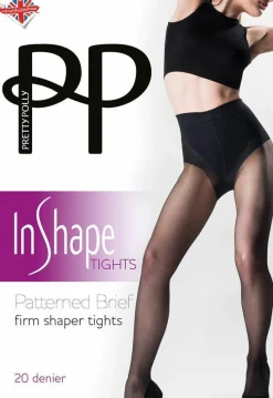 Tights & Socks|Tights & Socks*Pretty Polly In Shape 20 Denier Patterned Brief Firm Shaper Tights - Black