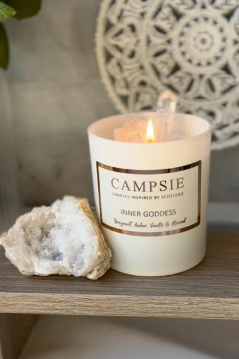 Candles & Diffusers|Candles*CAMPSIE Candles Inner Goddess - Quartz Crystal Candle - Bergamot & Amber White