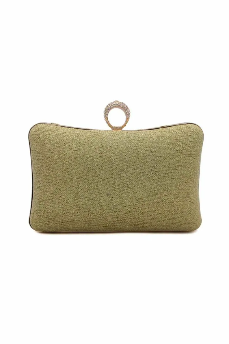 Clutch Bags*Kitise Interwined Pleated Glitter Clutch Evening Bag With Crystal Clasp Gold