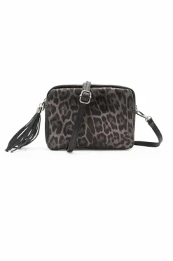 Cross-Body Bags|Handbags*Kitise Italian Genuine Leather Leopard Print Small Crossbody Bag With Tassel Charm Black