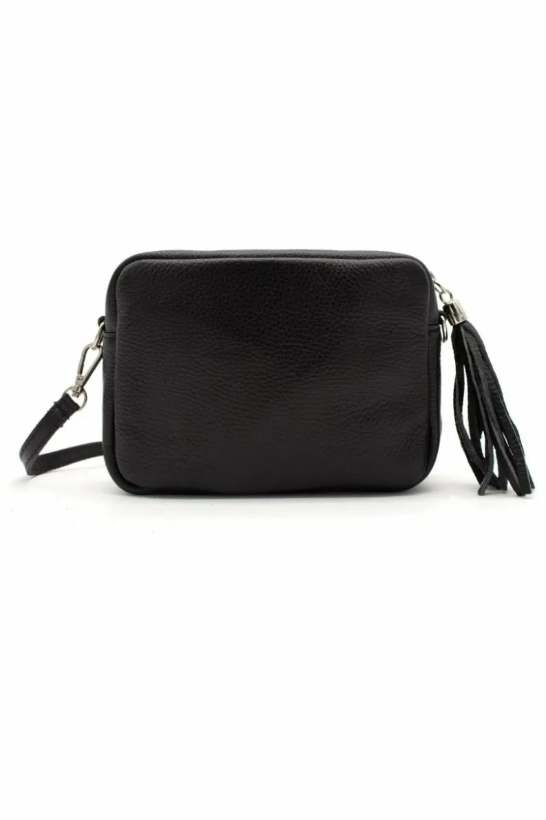 Cross-Body Bags|Handbags*Kitise Italian Genuine Leather Leopard Print Small Crossbody Bag With Tassel Charm Black