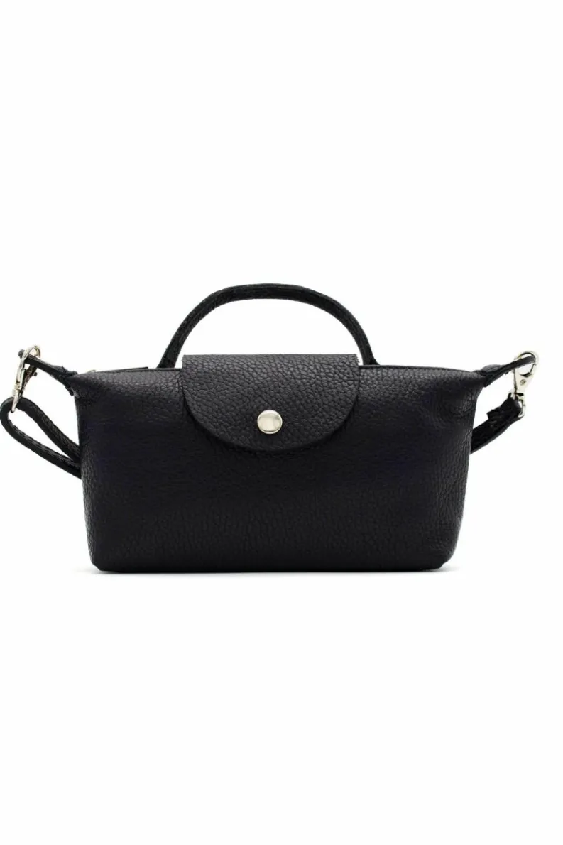 Cross-Body Bags|Handbags*Kitise Italian Genuine Leather Mini Top Handle Crossbody Bag With Detachable Strap Black