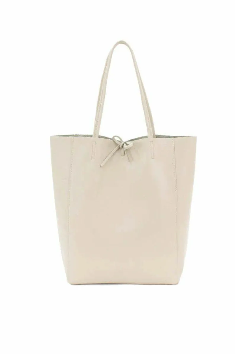 Tote Bags*Sostter Pebbled Leather Tote Shopper | BYAXY Ivory